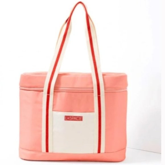 L*Space Coastal Cooler Beach Bag Insulated Tote Pink Red Tailgate Picnic NWT - Picture 1 of 3